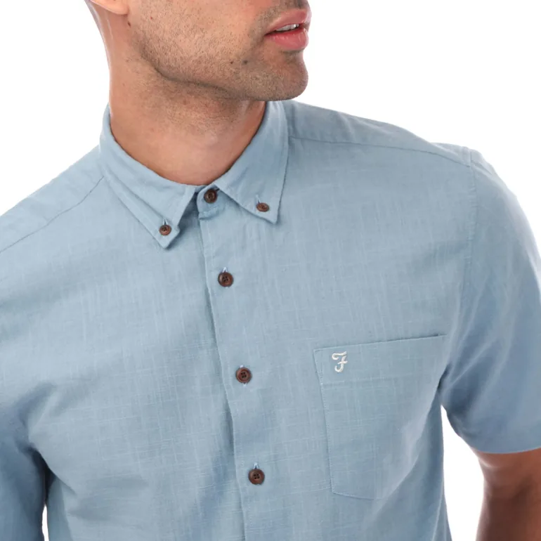 Men's Farah Densmore Short Sleeve Shirt in Blue - 2