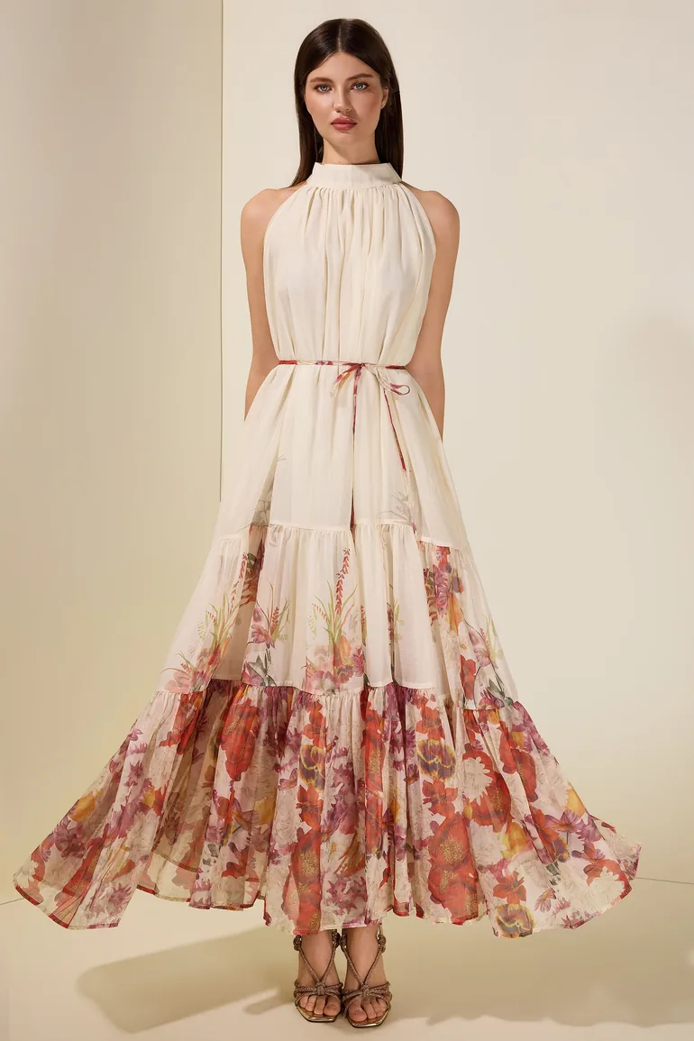 Floral Chiffon Sleeveless Maxi Dress Jardin Vue Multicolour : Dresses :  VogaCloset Iraq