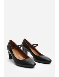 Verina Black Mary Jane Buckle Strap Court Shoes - 3