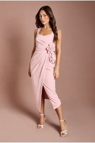 Corsage Pleated Pencil Dress