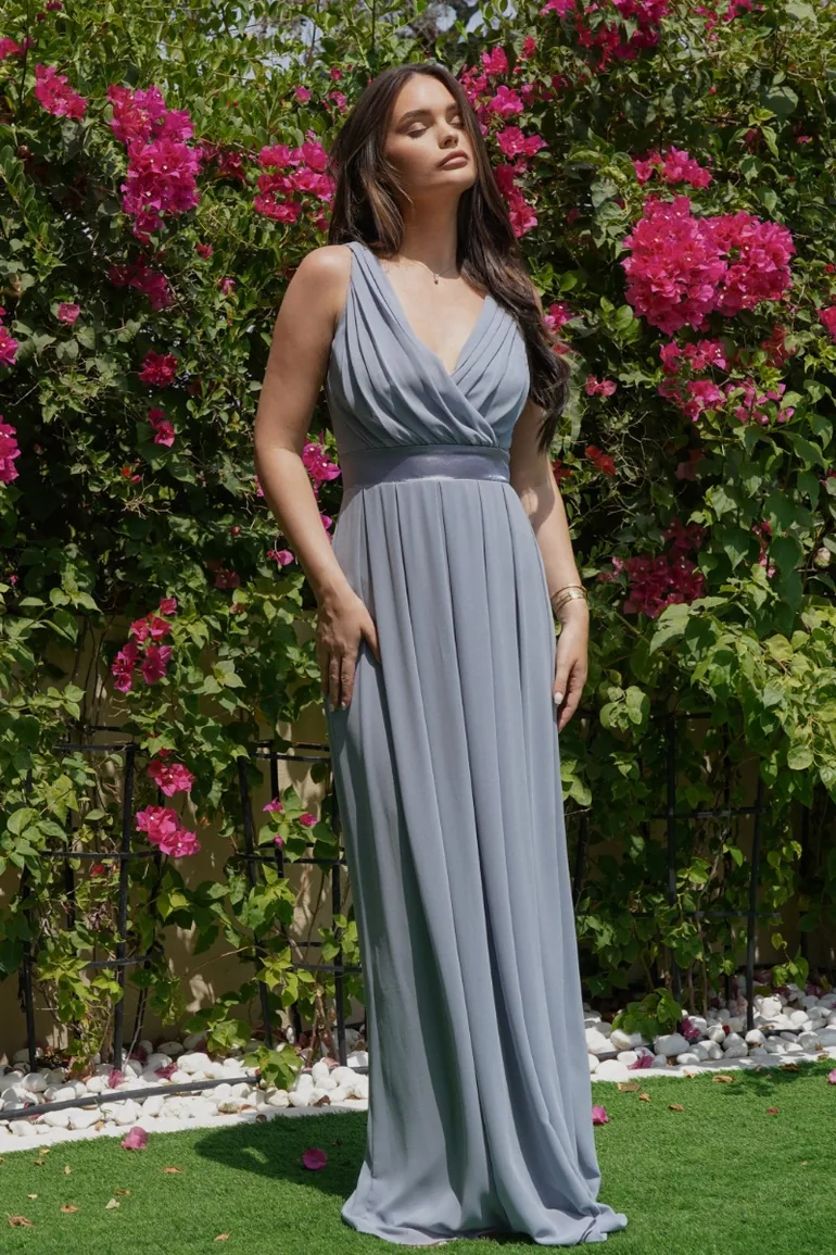 Shop TFNC Kily Blue Grey Maxi Dress Online in Bahrain