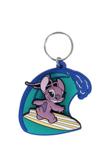 Lilo & Stitch Surf PVC Angel Keyring - Blue/Pink