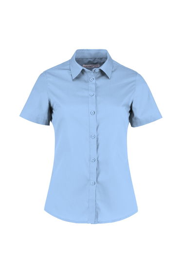 Kustom Kit Womens/Ladies Short Sleeve Poplin Shirt - Light Blue