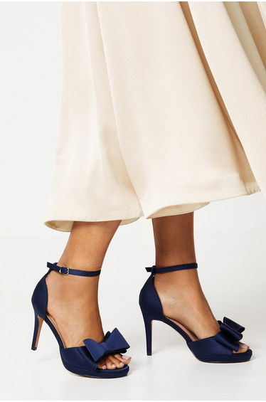 Talia Satin Structured Bow High Heel Platform Sandals
