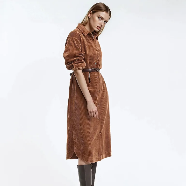 orange corduroy dress Fall Adventure Babydoll In Rust Buy Orange Warm Cotton Corduroy Fit and Flare Maxi Dress with usable pockets Lulus | Rust Orange Corduroy