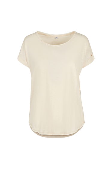 Womens/Ladies Long Slub T-Shirt - White Sand