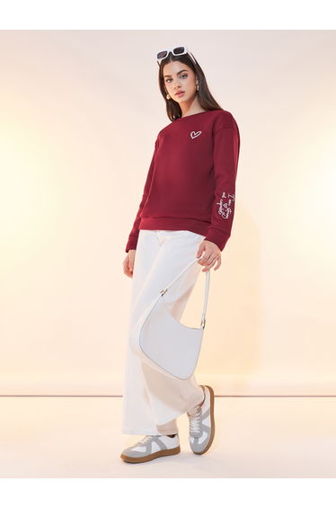 Text Print Round Neck Sweatshirt