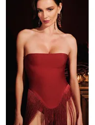 Valentina Strapless Fringe Dress - 8