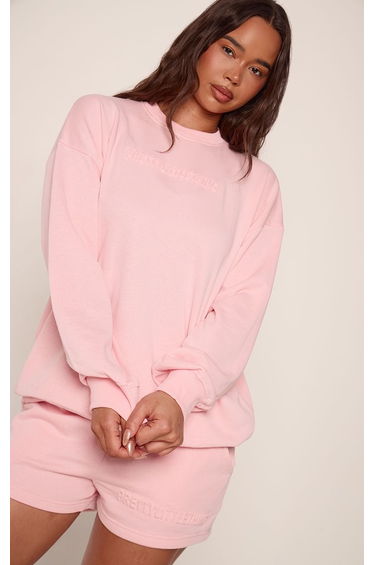 Baby Pink PRETTYLITTLETHING Embossed Sweatshirt