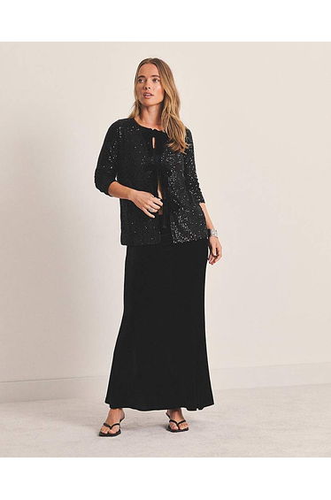Bow Linear Sequin Cardigan