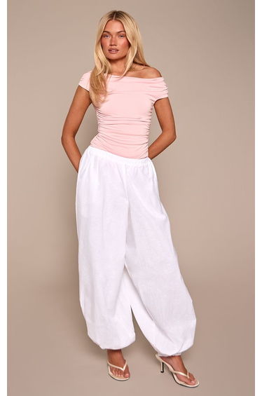Pale Pink Soft Touch Asymmetric Neck Sleeveless Bodysuit