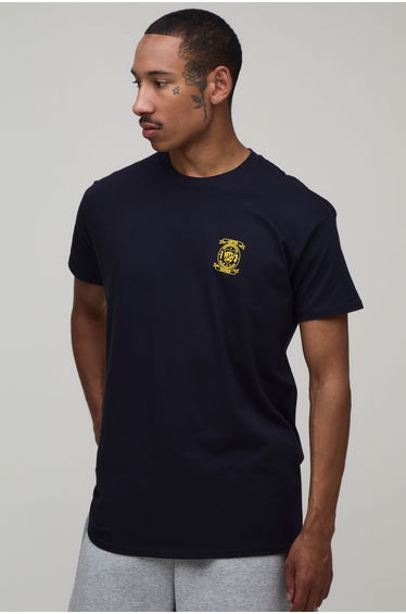 Navy Regular Football Legacy Print T-Shirt - navy