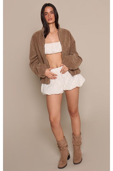 White Cotton Polka Puffball Shorts Co-ord