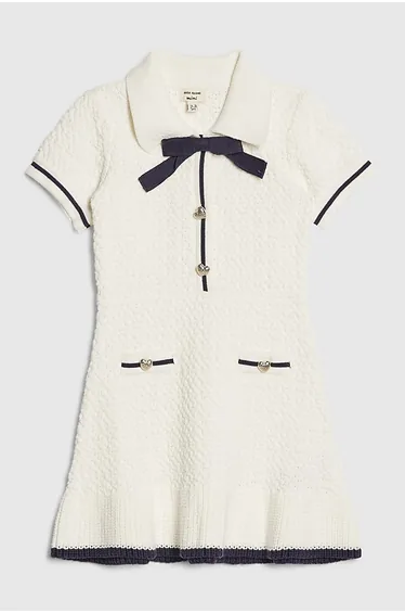 Mini Girls Cream Boucle Dress