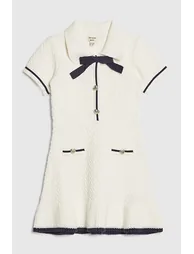 Mini Girls Cream Boucle Dress