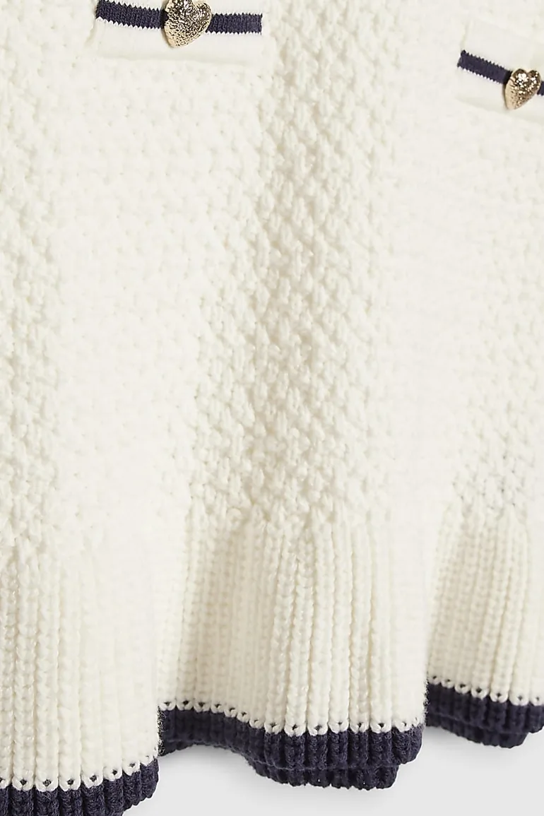 Mini Girls Cream Boucle Dress - 2