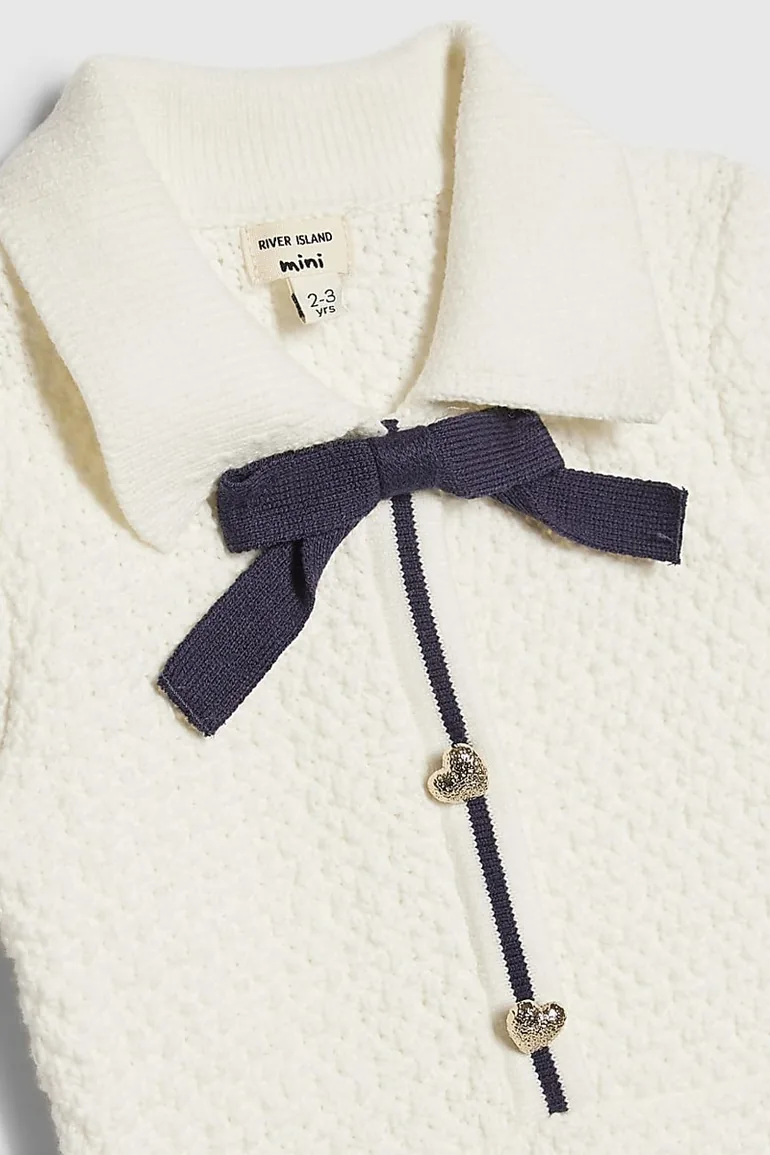 Mini Girls Cream Boucle Dress - 1
