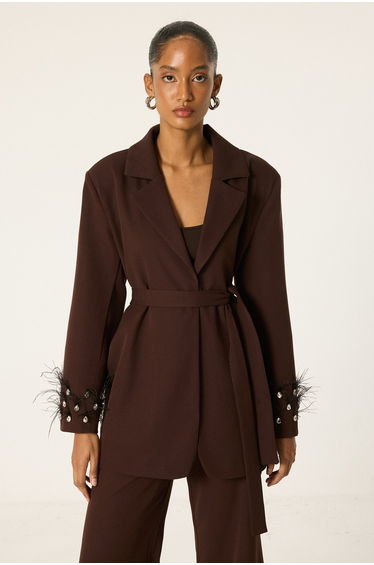 OSTRE TRIMMED BLAZER JACKET AND TROUSER SET