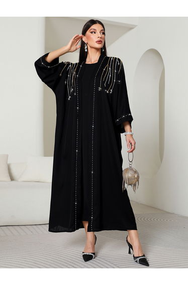 Women Embellished Abaya and Maxi Dress Modest Set