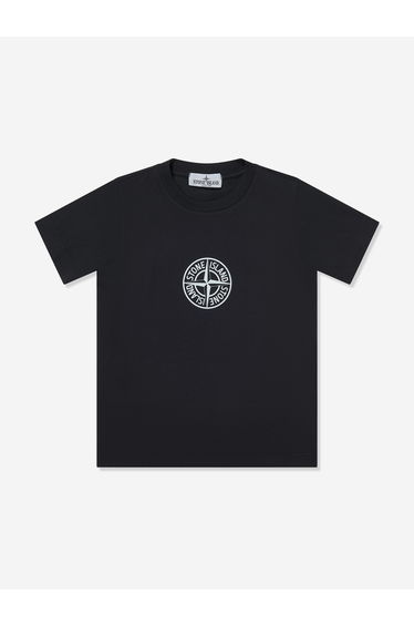 Stone Island Boys Compass Logo Print T-Shirt in Black