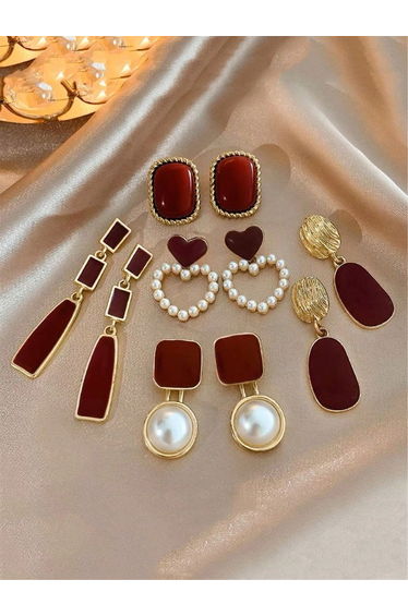 Set of 5 - Assorted Embellished Earrings