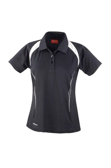 Spiro Womens/Ladies Team Spirit Polo Shirt - Black/White