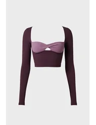Soft Active Twist-Front Crop Top in Plum - 2