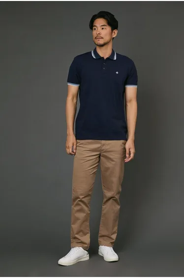 Navy Tipped Collar Polo Shirt