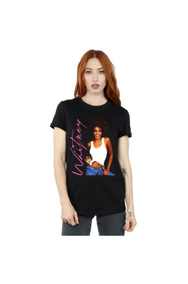 Whitney Houston Womens/Ladies Whitney Smile Cotton Boyfriend T-Shirt - Black