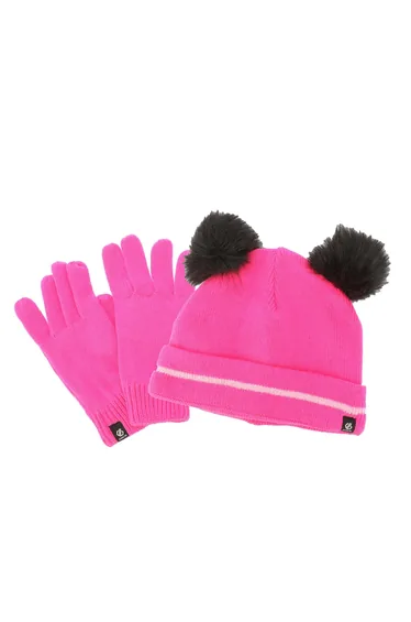 Accessories Dare 2b Juniors Brighten Hat & Gloves Set in Pink