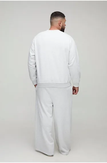 Plus Basic Extreme Wide Leg Joggers - grey marl