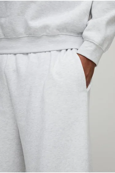 Plus Basic Extreme Wide Leg Joggers - grey marl