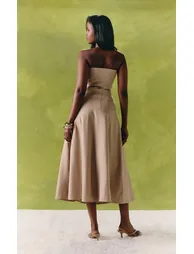 Sand Tailored Woven Bandeau Skater Midaxi Dress - 1