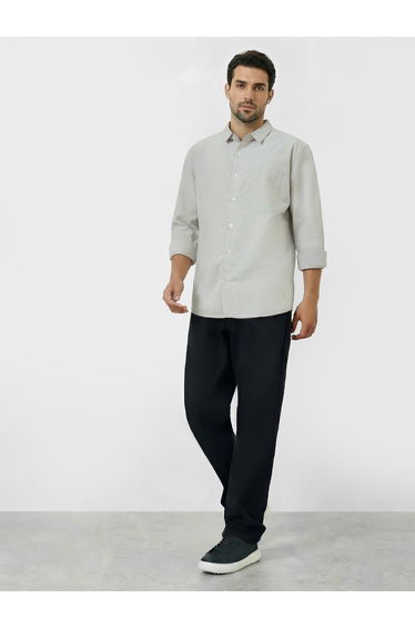 Men Grey Relaxed Fit Cotton Casual Shirt