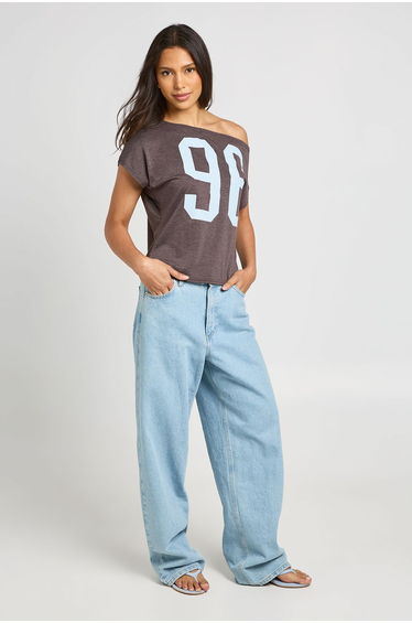 Off The Shoulder 96 Graphic Tee - charcoal