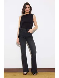 Black Recovery High Waist Extra Flexible Flare Long Length Jeans