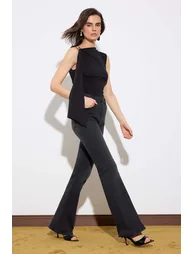 Black Recovery High Waist Extra Flexible Flare Long Length Jeans - 1