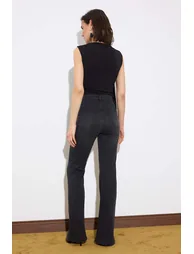 Black Recovery High Waist Extra Flexible Flare Long Length Jeans - 3