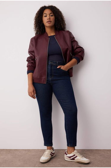 Dark Blue High Waist Stretchy Skinny Denim Plus Size Jeans
