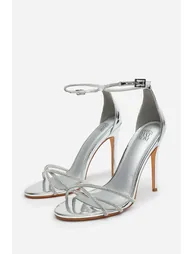 Bellora Silver Stiletto High Heels With Rhinestone Strap - 4