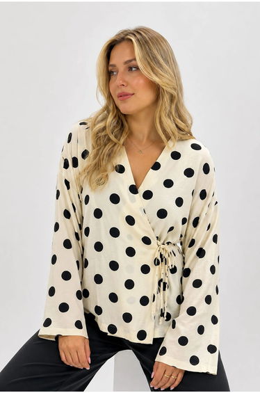 BDART Polka Dot Wrap Blouse With Tie Detail