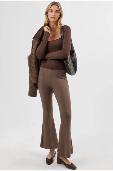 BUSEM Fitted Long Sleeve Blouse with Square Collar