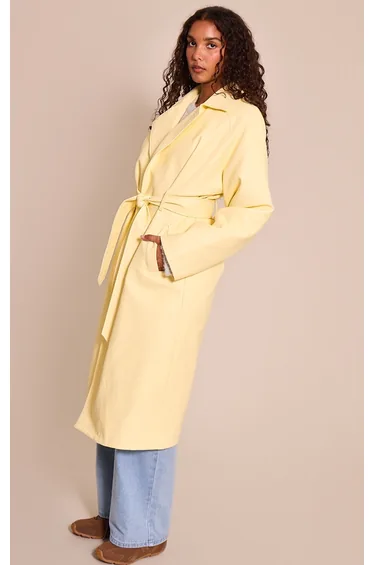 Buttercream Faux Leather Maxi Trench Coat