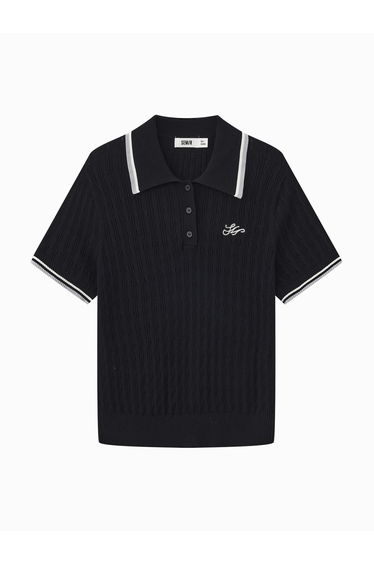 Women's Knit Polo Collar Top