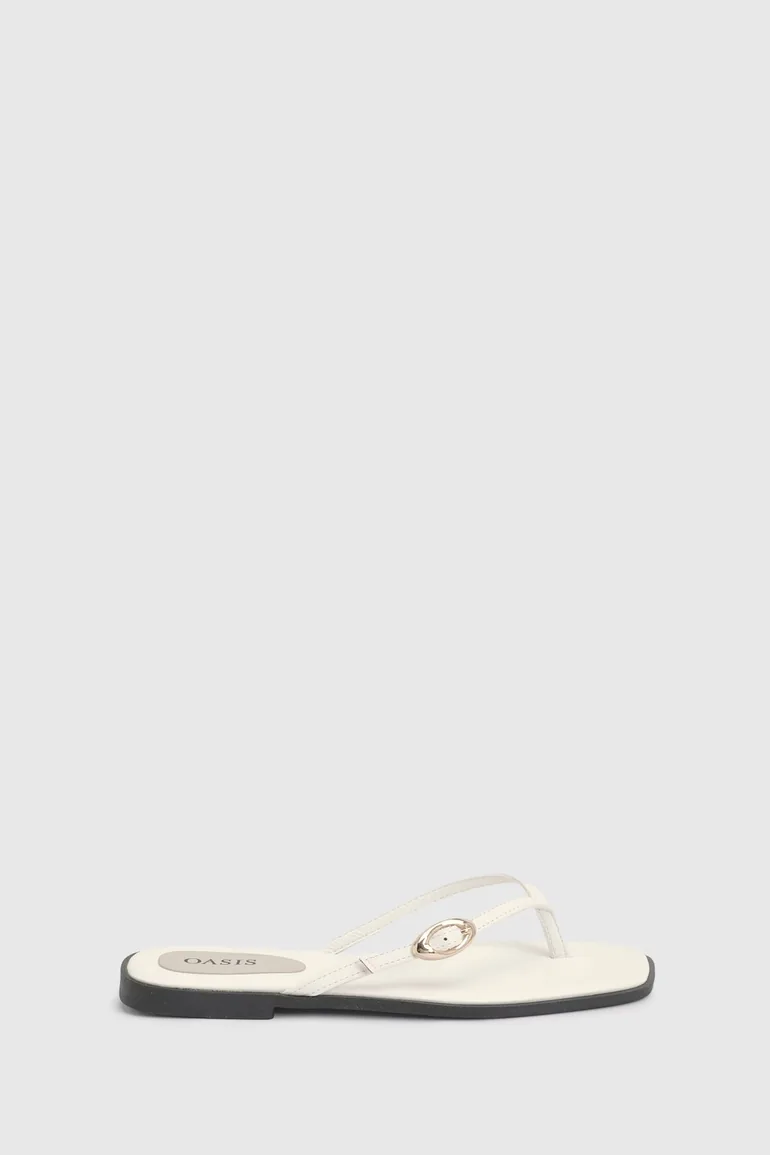 Babs Faux Leather Buckle Detail Flip Flops - 3