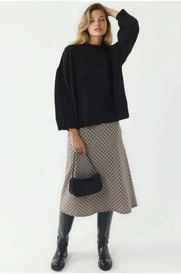 MY FASHION Oversized Textured Knit Sweater with Crew Neck