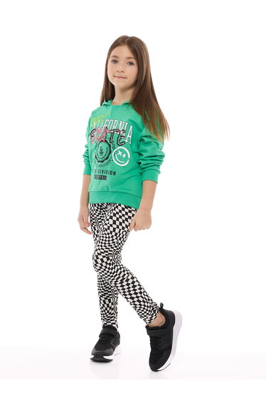 Girls Sequined Printed Hoodie and Leggings Set