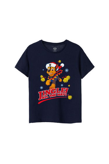 Paw Patrol Boys Jingle All The Way Chase T-Shirt - Navy