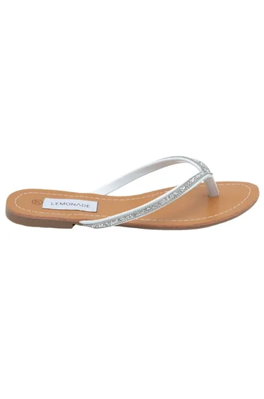 Lemonade Crystal Sparkle Flip Flops White