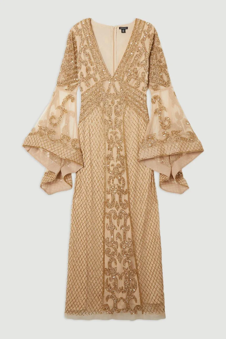 Embellished Kimono Sleeve Beaded Woven Maxi Dress Karen Millen : Premium  Dresses : VogaCloset Bahrain